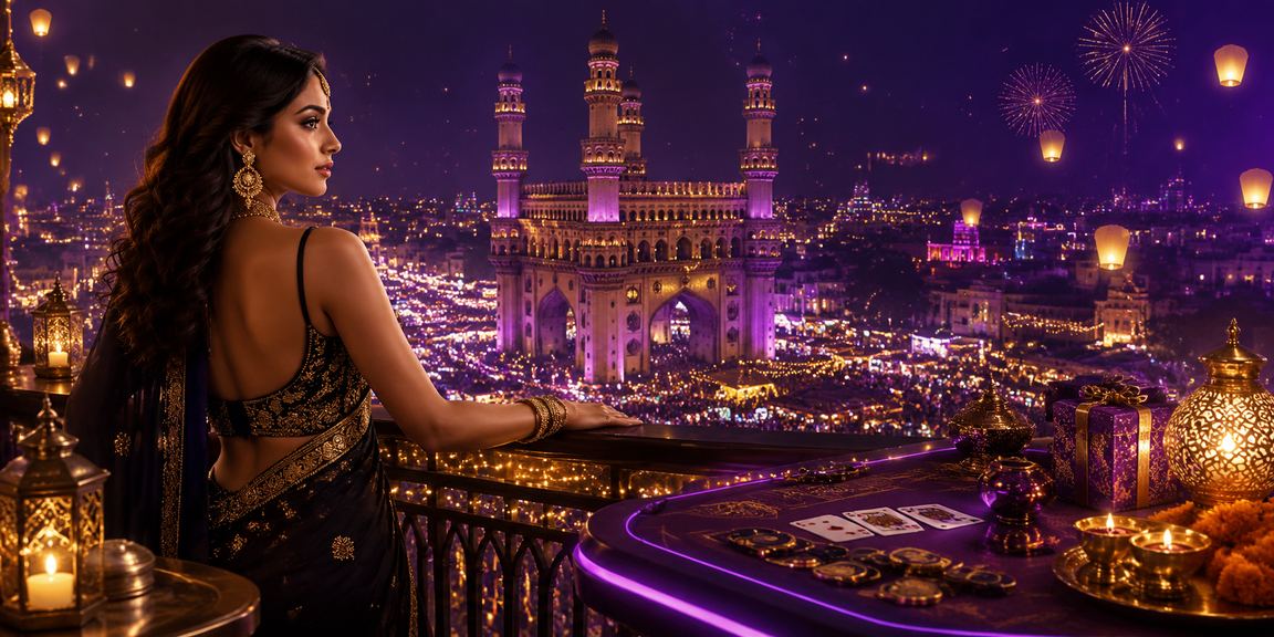 Colorful Diwali festival and gaming scene near Charminar Hyderabad